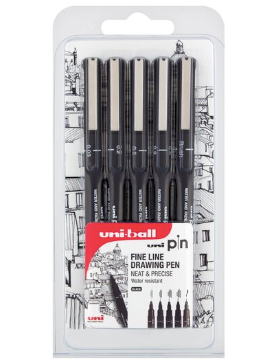 Uniball Fineliners Assorted Nibs 5 Pack