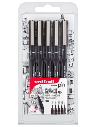 Uniball Fineliners assorted tips 5-pack