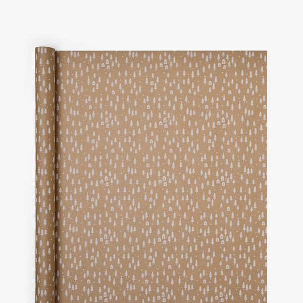 Kraft Trees Village Wrapping Paper