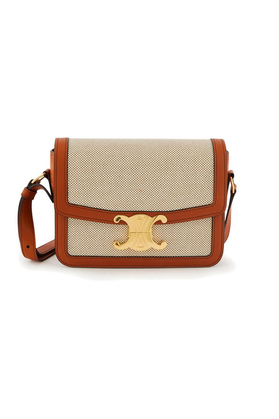 Teen Triomphe Bag in Textile and Natural Calfskin