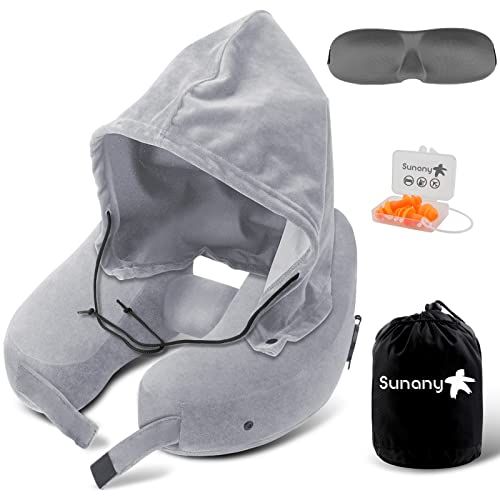 Hooded Inflatable Travel Pillow