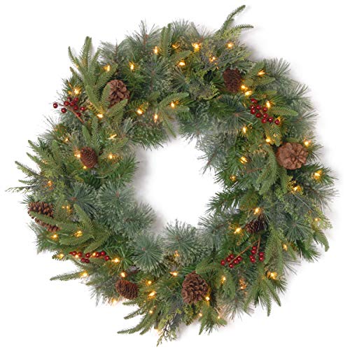 pre lighted christmas wreaths garland