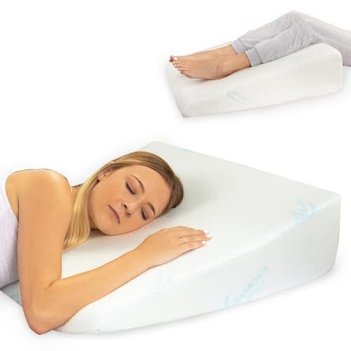 Cushy Form 7.5 Inch Bed Wedge Triangle Memory Foam Elevation Pillow w/Cover  