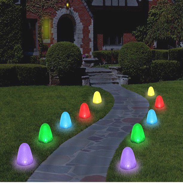 Connectable Incandescent Decorative Lights for Outdoor Holiday Walkway Patio Garden Christmas Decorations 5 Pack Large Multicolored Bulbs with Pathway Marker Stakes Twinkle Star Christmas C9 Lights