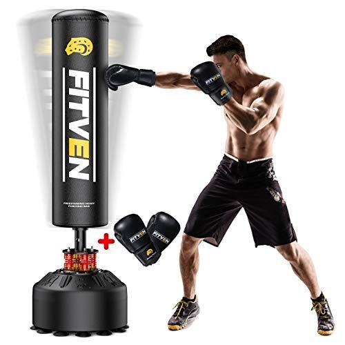 PUNCHING BAG w/ 2 PAIRS OF BOXING GLOVES MMA Training Sparring Canvas Heavy Duty 