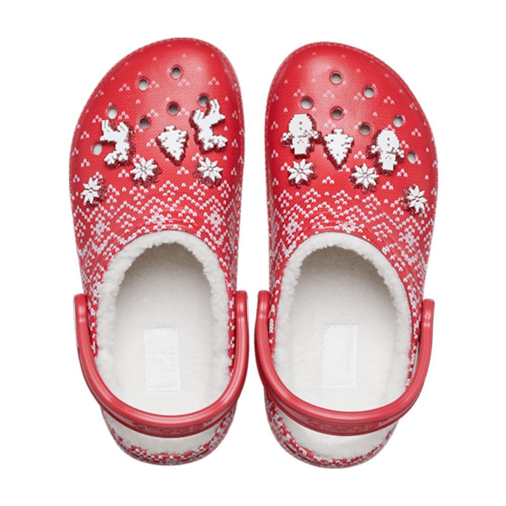 Classic Lined Holiday Charm Clog (Red/White)