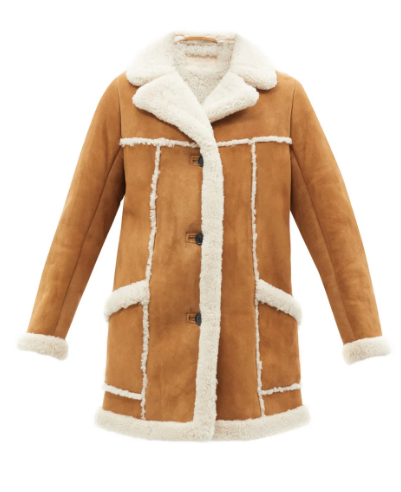 毛絨外套推薦：Nili Lotan麂皮與羊毛緄邊外套