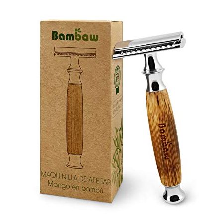 Maquinilla de afeitar con mango de bambú