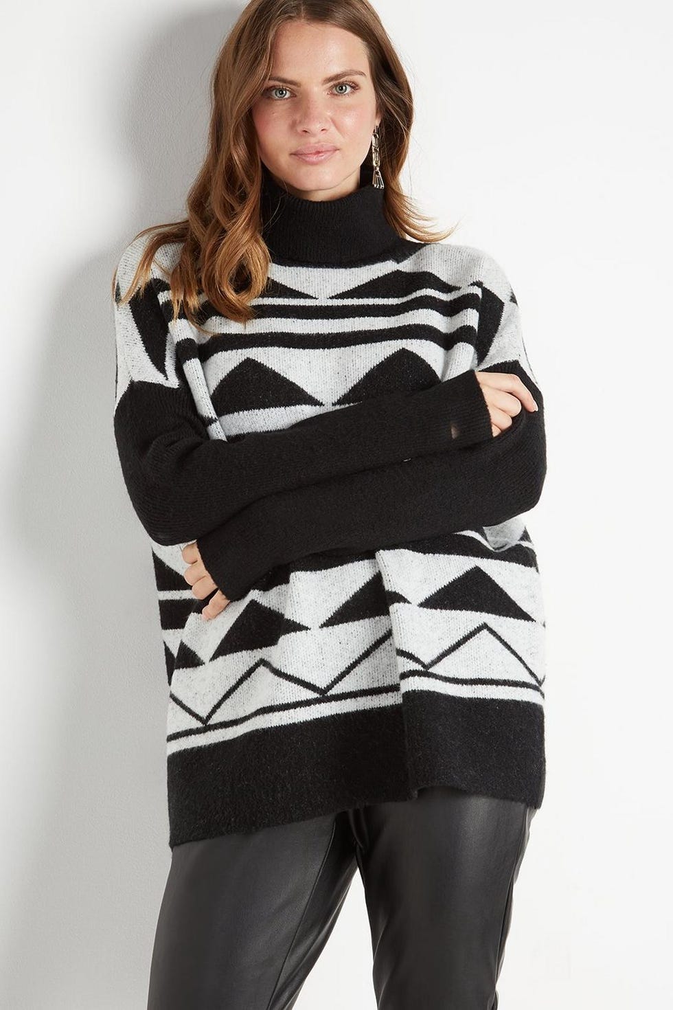 Aztec Cosy Wool Roll Neck Jumper