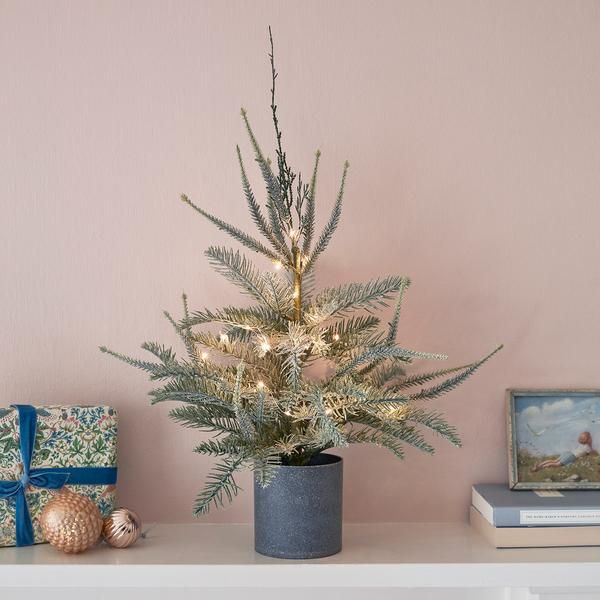 12/24pcs Tabletop Christmas Pine Tree Xmas Mini Snow Small Tree Decoration 45mm 