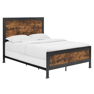 Forest Gate Holter Industrial Modern Queen Bed in Rustic Oak