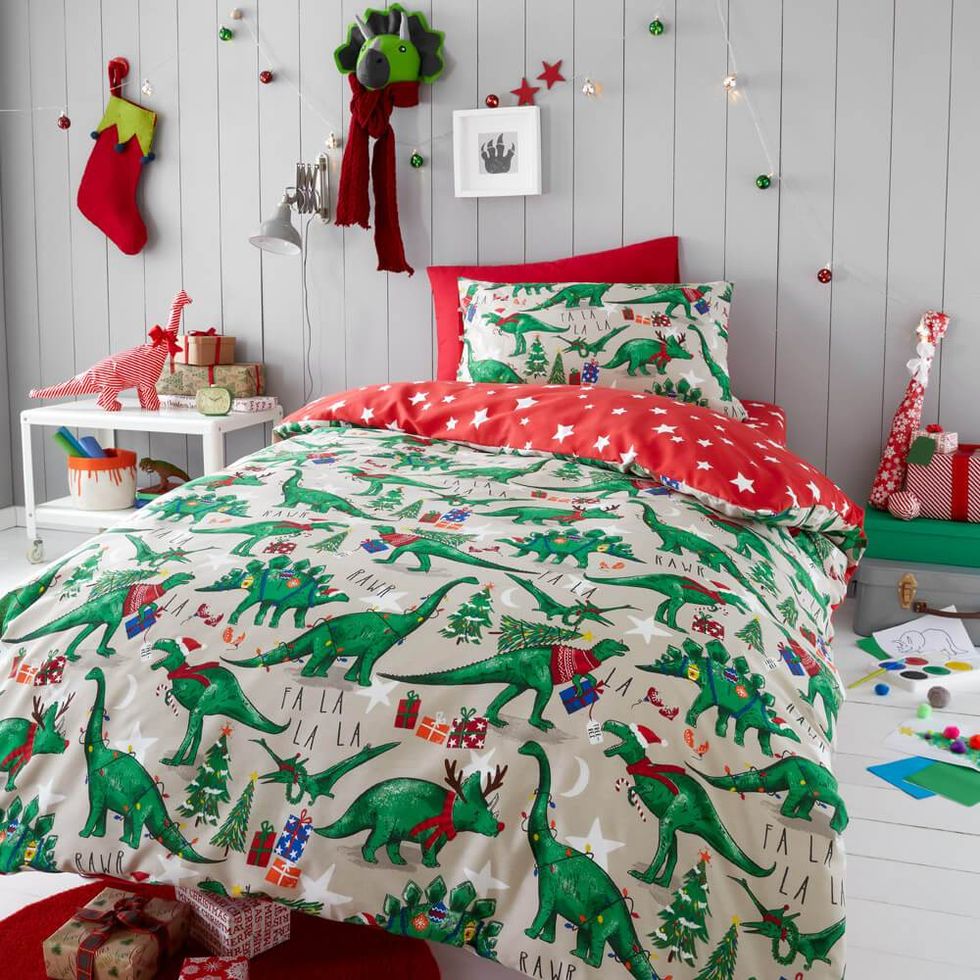 Festive Dinosaur Christmas Bedding, Happy Linen Company, from £16