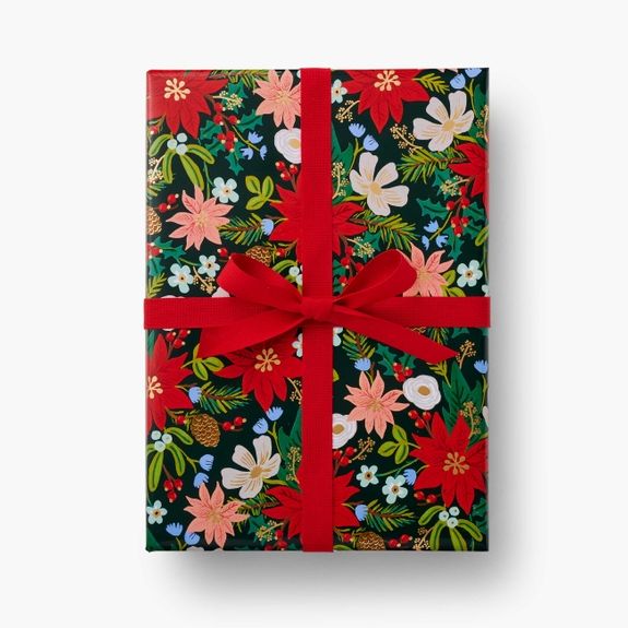 Vintage Christmas Flower Wrapping Paper for Gift Florist Packaging