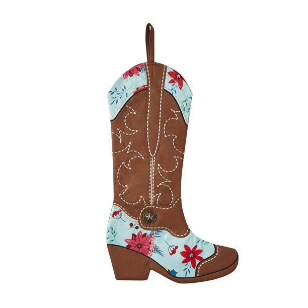 The Pioneer Woman Blue Floral Boot Christmas Stocking