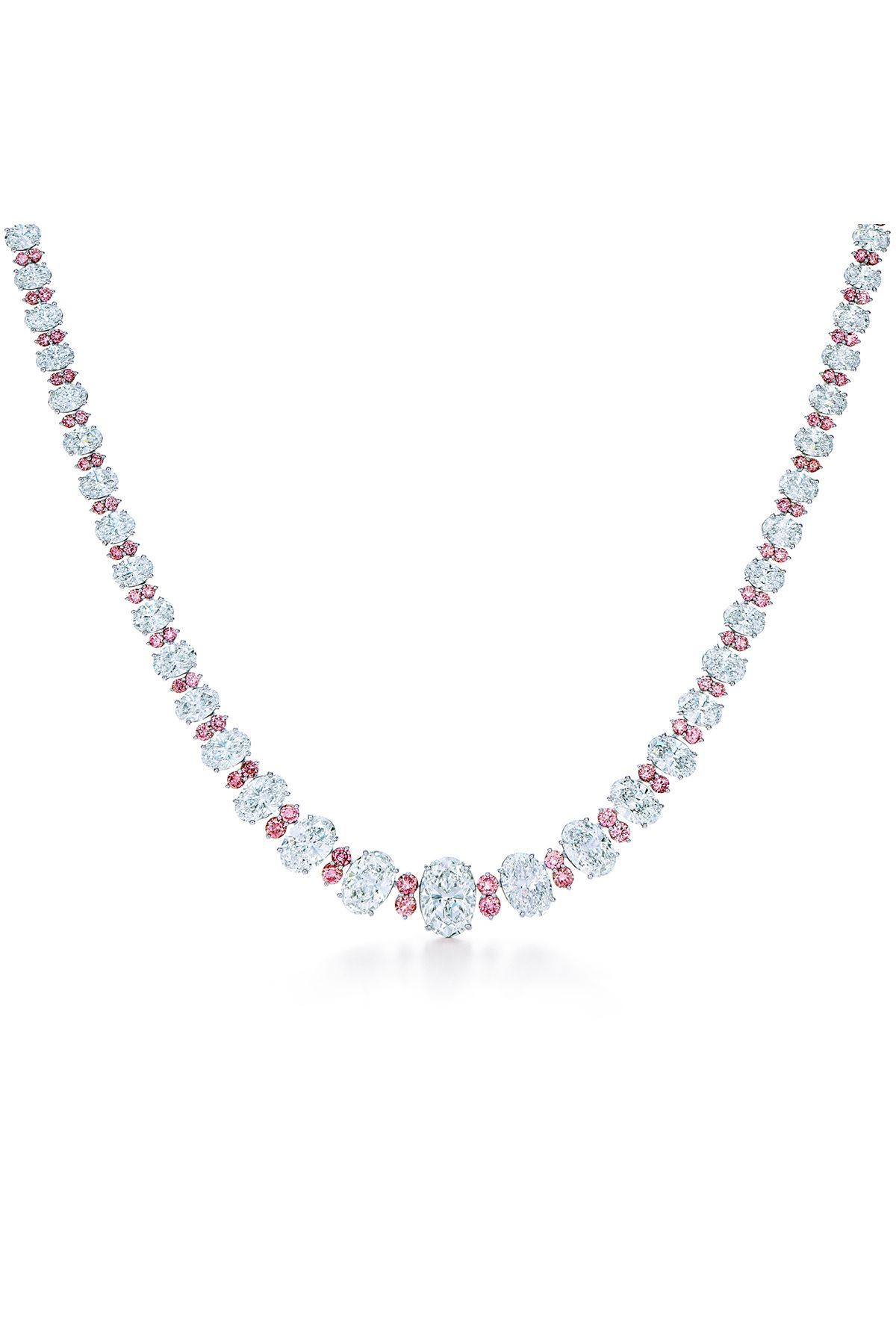 Between Us Pink & White Oval Diamond Necklace