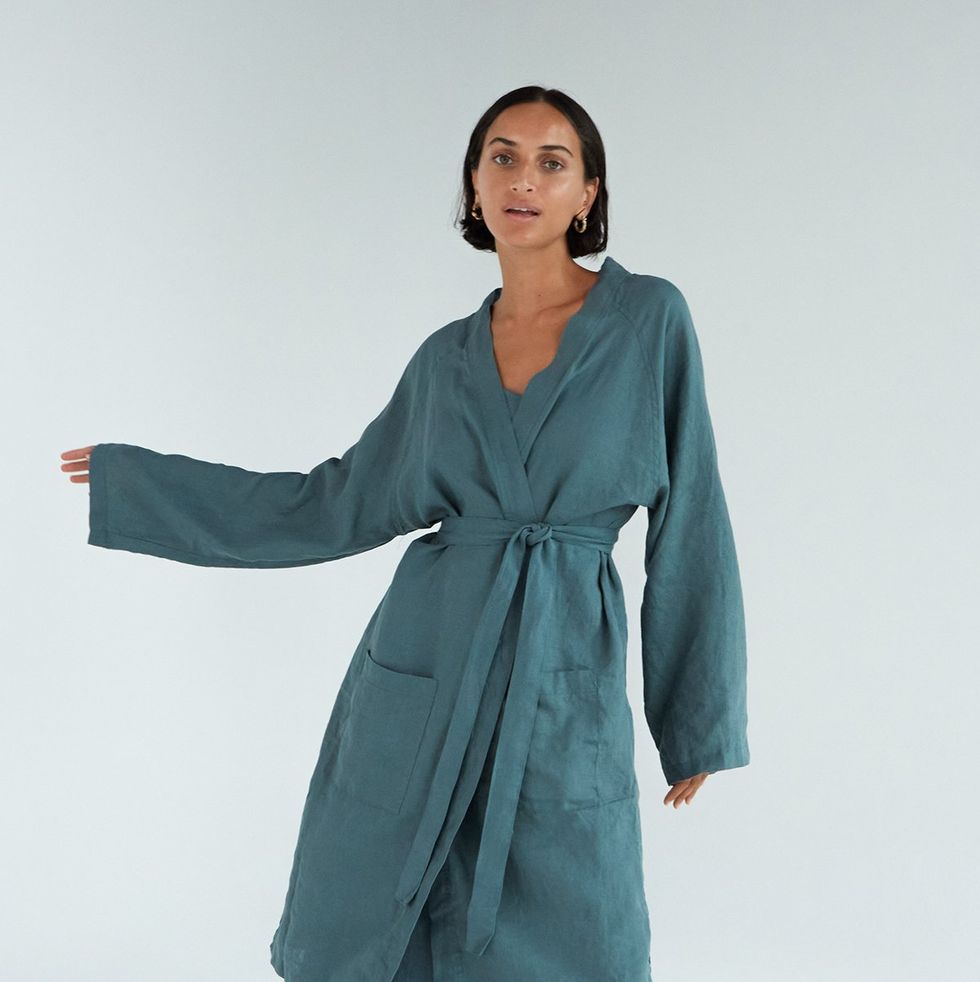 Skims Jacquard Long Robe worn by Kim Kardashian as seen in The