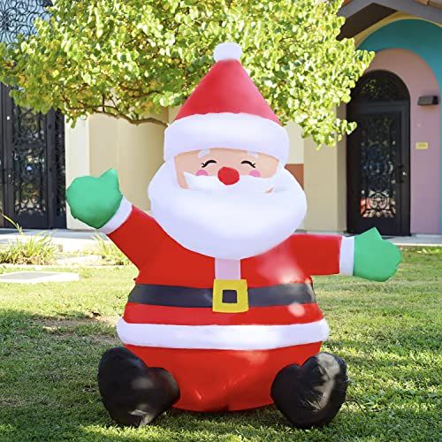 5' Lighted Sitting Santa Christmas Inflatable