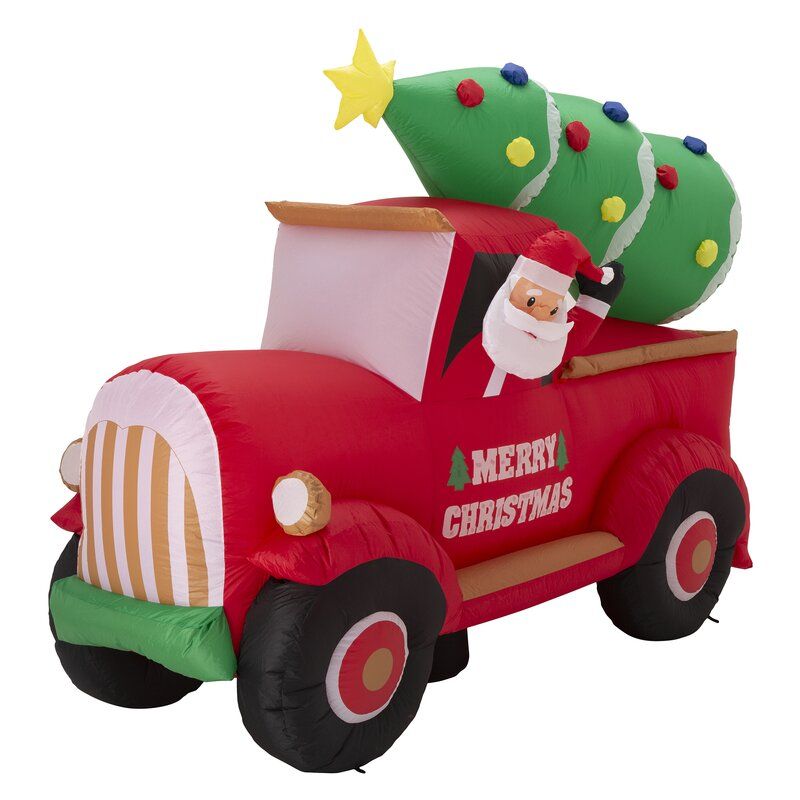6' Santa Claus Pick up Truck Inflatable