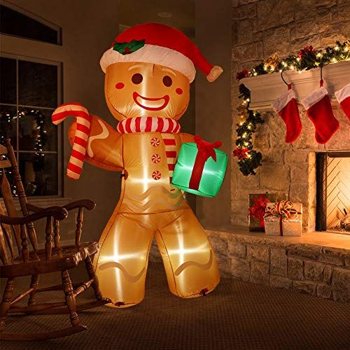8' Lighted Christmas Inflatable Gingerbread Man