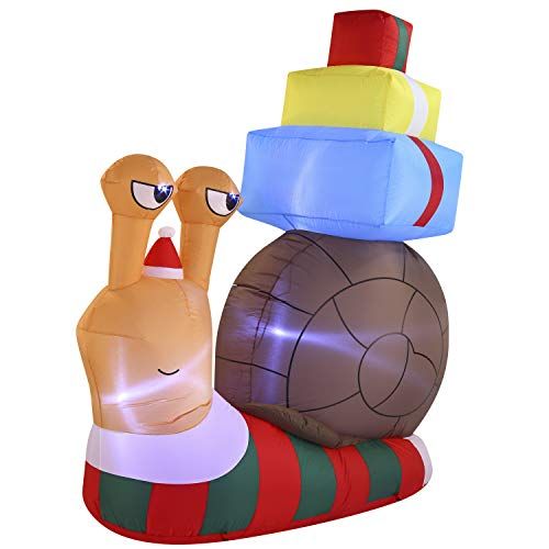 6' Lighted Snail with Gifts Christmas Inflatable