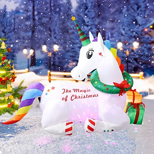 Believe in Santa Christmas Unicorns & Rainbows Decorative Holiday Round Gift Box 