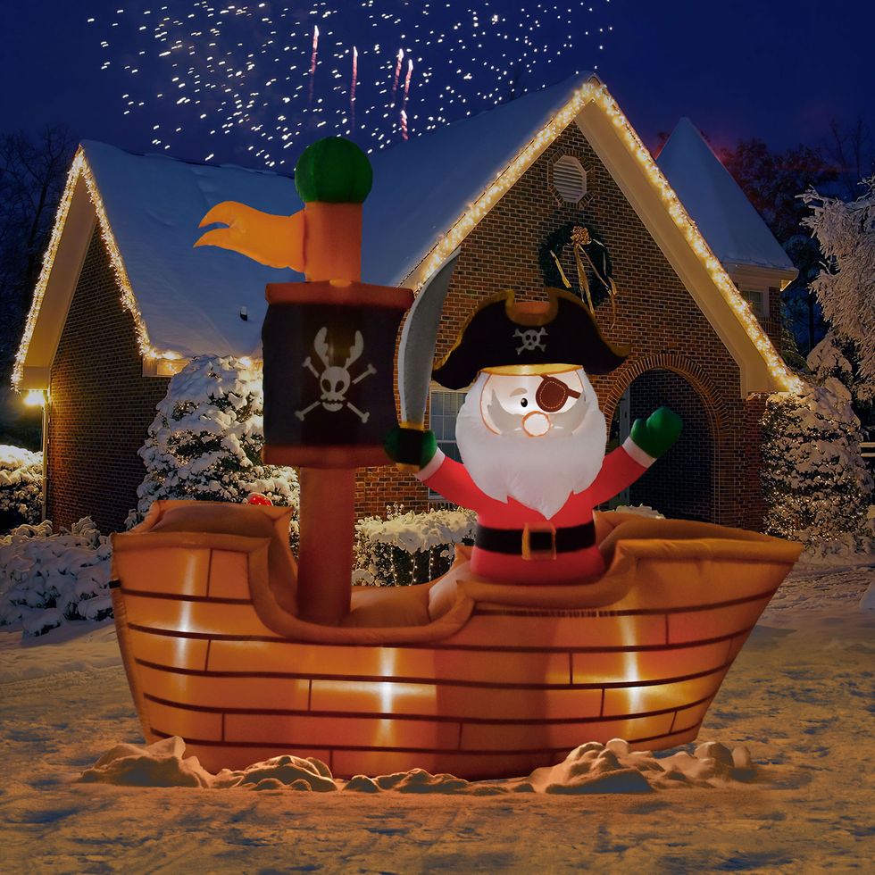 6' Lighted Pirate Santa Christmas Inflatable