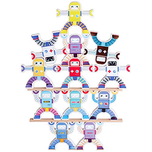 Wooden Robots Stacking Balancing Block Puzzle Game Wooden Robots Stacking Balancing Block Puzzle Game
