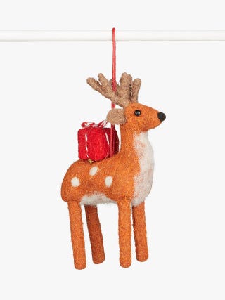 Festive Field Deer and Present Tree Decoration