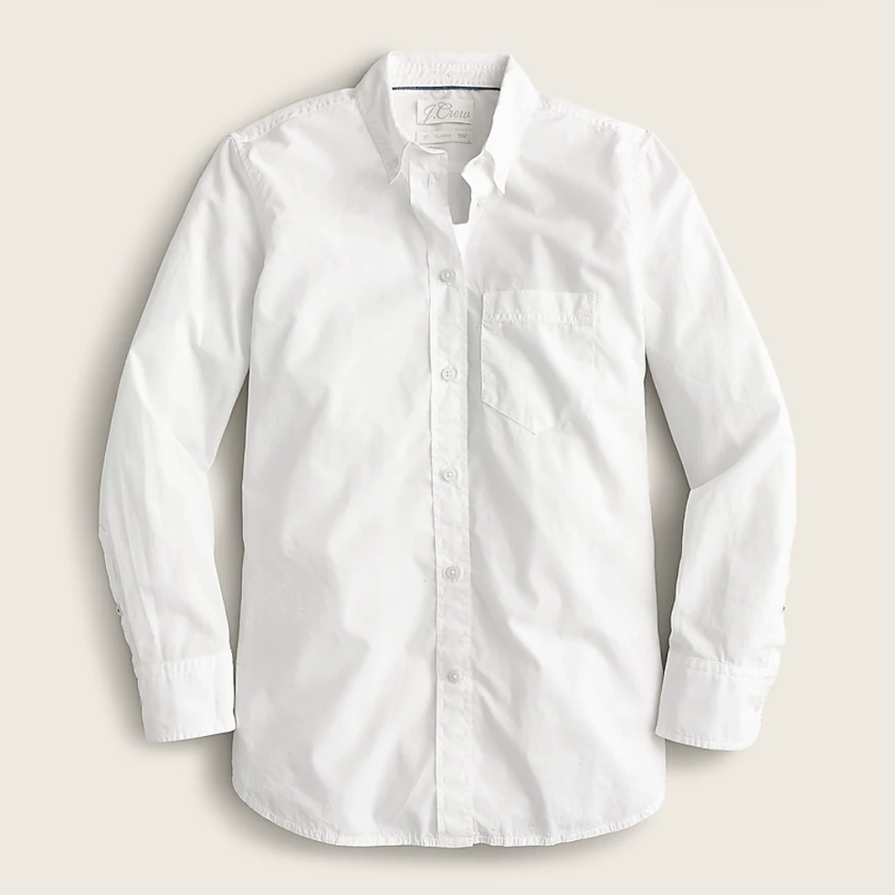 Classic-fit washed cotton poplin shirt