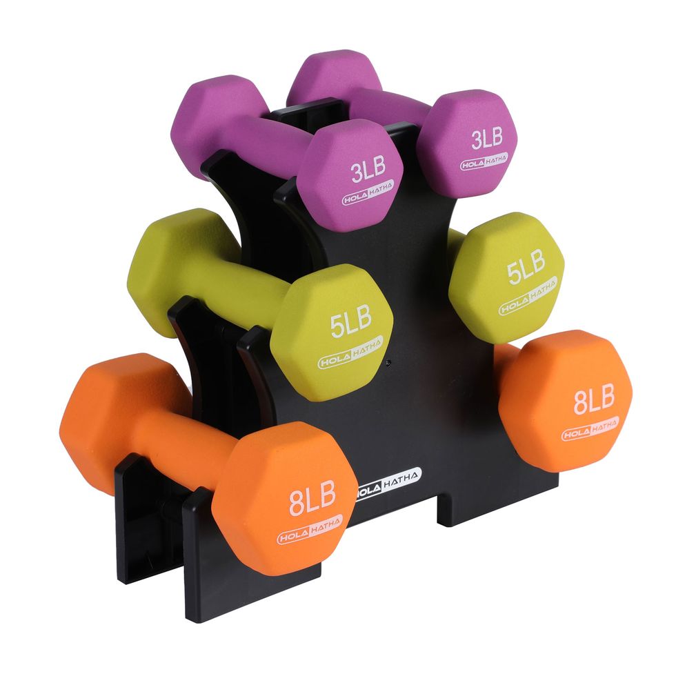 HolaHatha 3, 5, and 8 lb. Dumbbell Hand Weight Set 