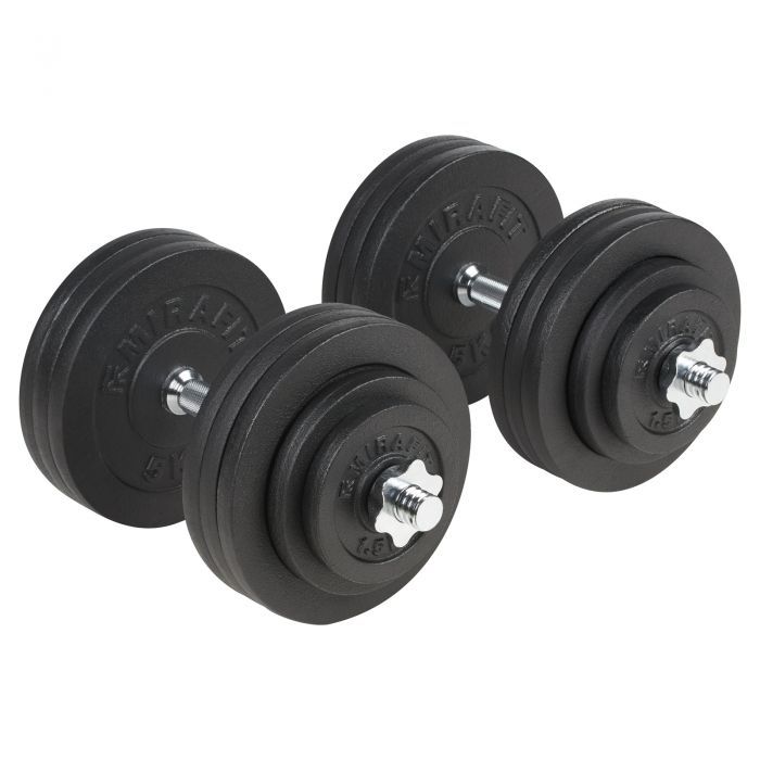50kg Adjustable Dumbbell Set TRI-GRIP Grey Cast Iron Spinlock Gym Weights 15kg 