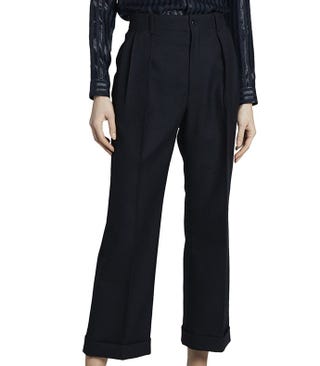 High-Waist Straight-Leg Gabardine Pants