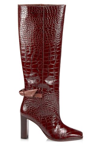 Square Clarita Croc-Embossed Leather Boots