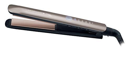 Remington Plancha de Pelo Profesional Keratin Therapy Pro - Cerámica, Queratina, Aceite Almendras, Digital, 5 Ajustes Temperatura, Bronce - S8590