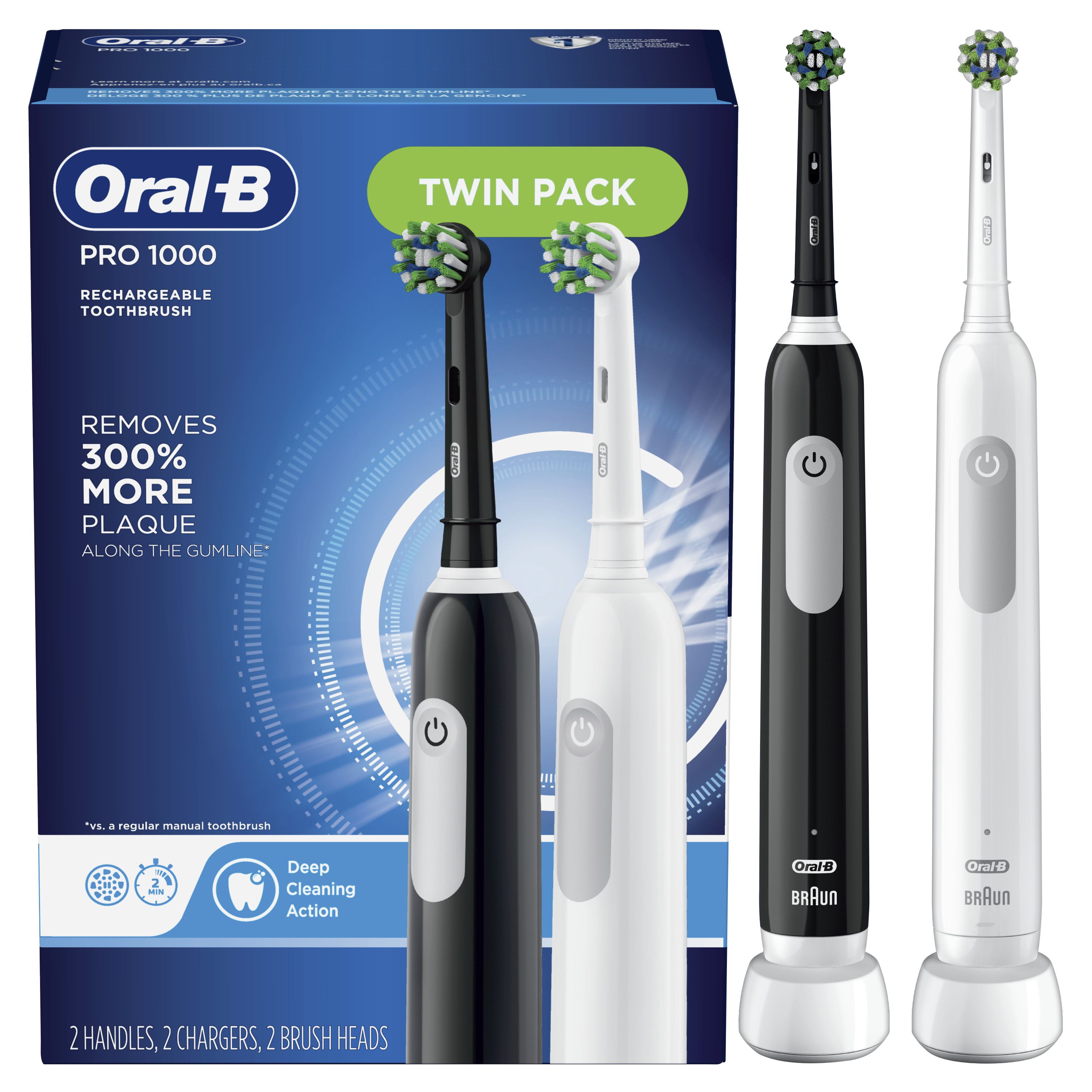 Pro 1000 Electric Toothbrush, Twin Pack