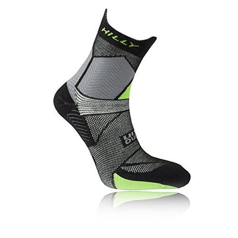 Hilly ,Ultra Marathon Fresh Socks - Black/Grey/Lime Green, M