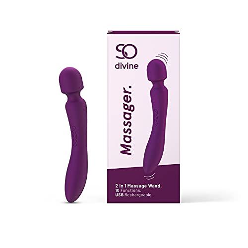 So Divine Wicked Game Magic Wand Purple Massaging Classic Vibrator, 3 speed options + 7 pulsating passion patterns, Waterproof, USB rechargeable.