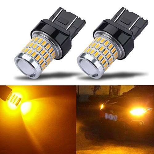 Pack of 2 Extremely Bright 1600 Lumens 52-SMD LED W21W 7440 7441 7443 7444 992 W21/5W LED Bulbs with Projector for Backup Reverse Lights Tail Signal Lights,Amber Yellow VANSSI 7443 LED Bulbs 