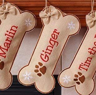 Burlap Dog Christmas Stocking