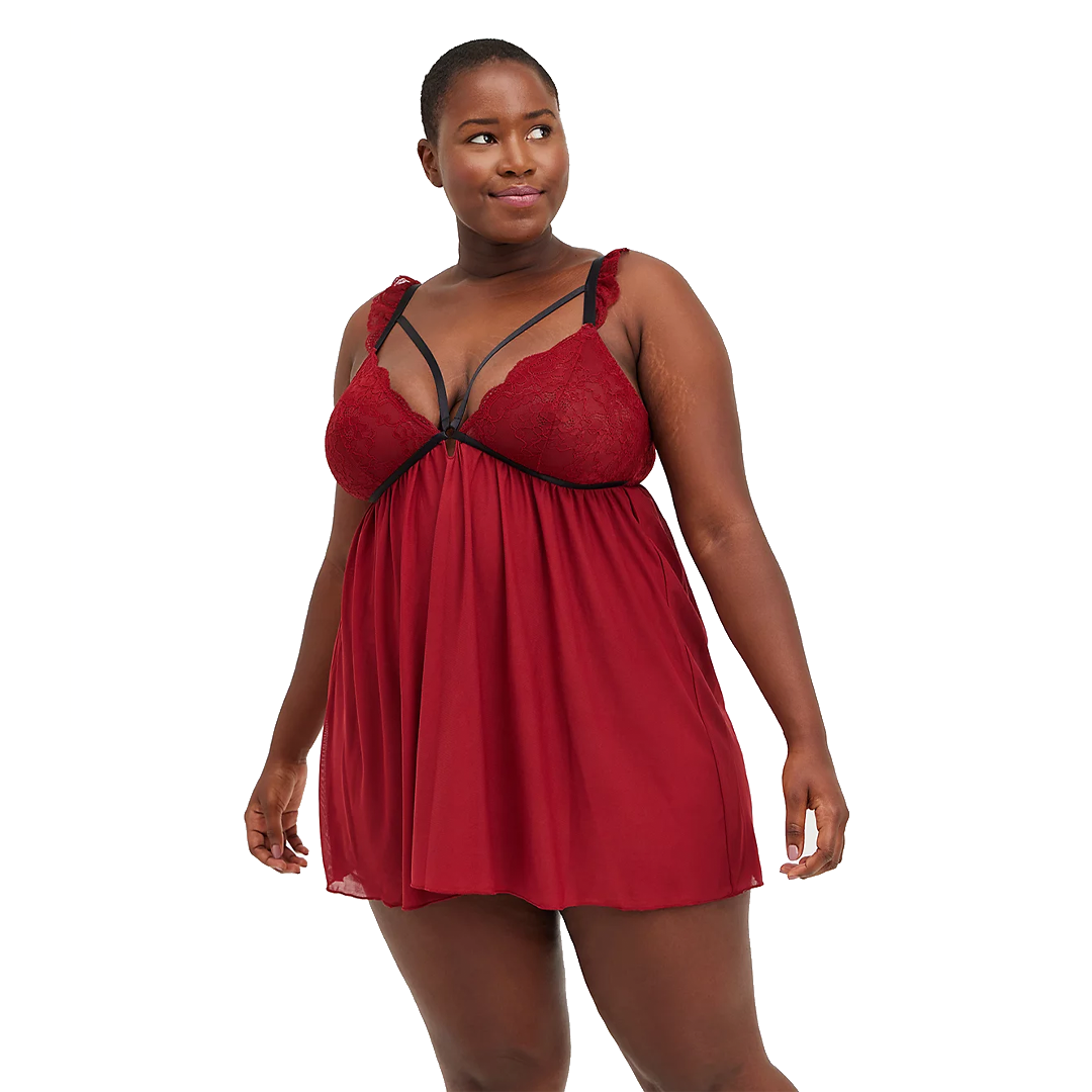 Cap-Sleeve Strappy Babydoll