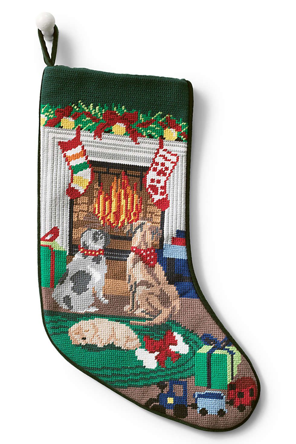 Fireplace Needlepoint Christmas Stocking