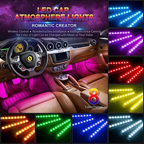 Smart Car Interior Lights RGB Multicolour Footwell Lights APP/Remote Music  Sync