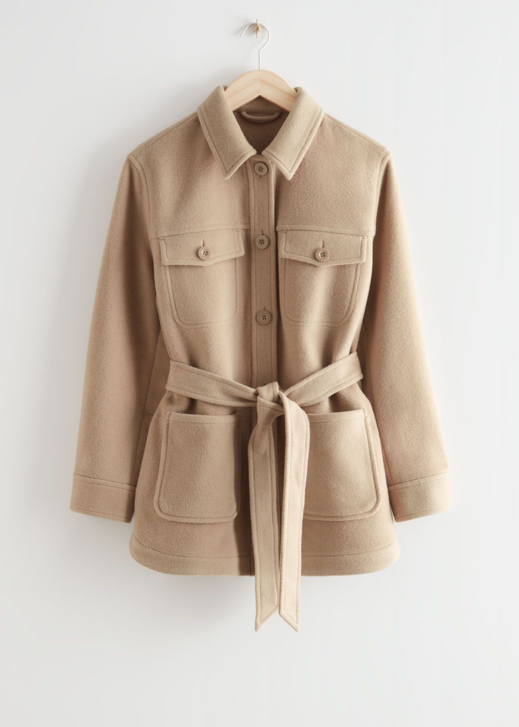 camel wool short coat