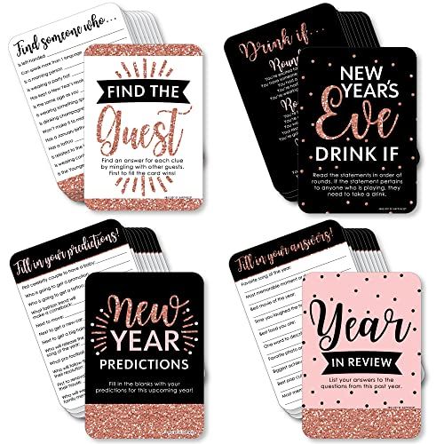 Big Dot of Happiness Rose Gold Happy New Year Party Games (Set of 4)