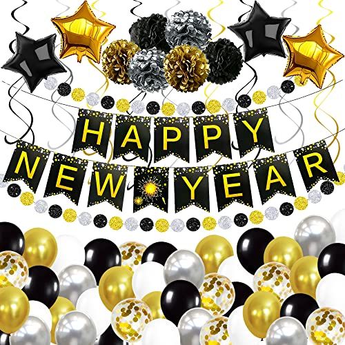 10 Piece Happy New Year Colourful Celebration Party Room Decorating Kit Pack 
