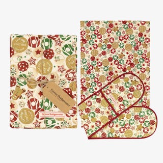 Christmas Biscuits Double Oven Glove & Tea Towel Set