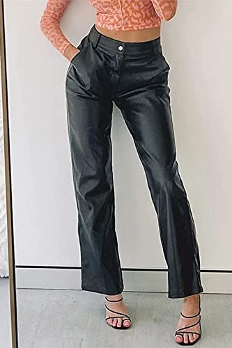 Faux-Leather High-Waisted Pants