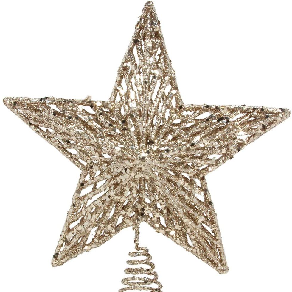 White Gold Glitter Tree Star Topper
