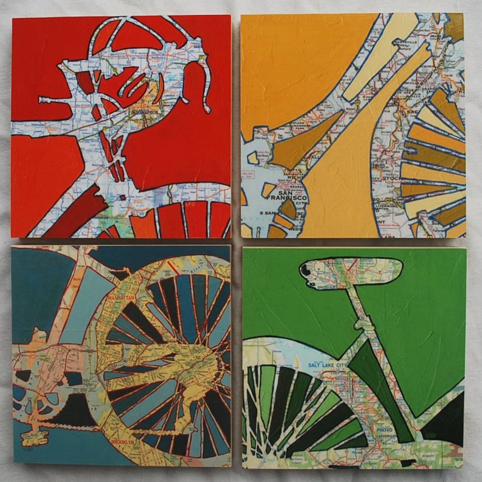 Mounted Bike Map Prints