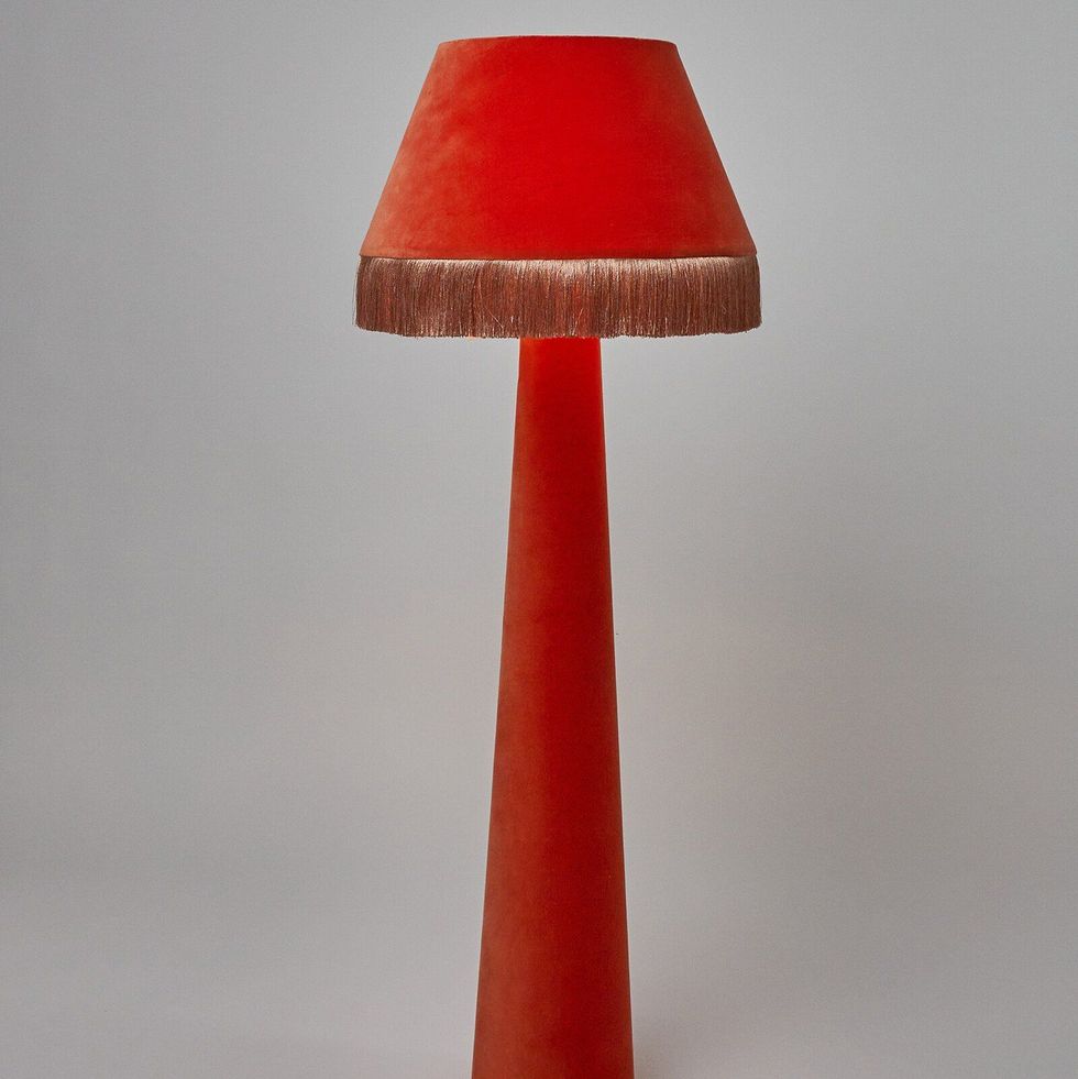 Ero Orange Velvet & Tassel Floor Lamp